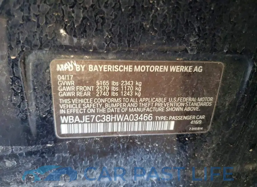 WBAJE7C38HWA03466# 12