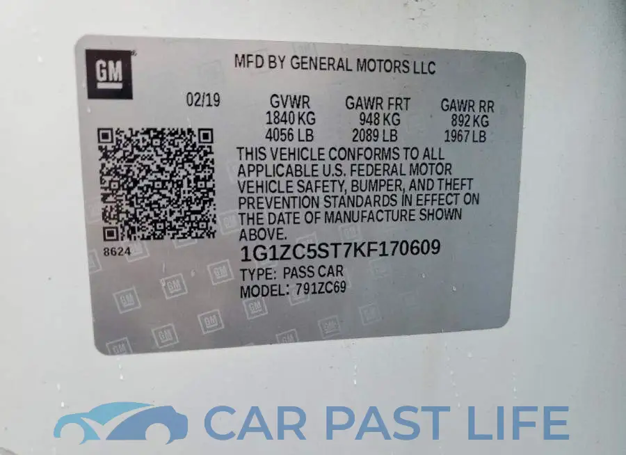 1G1ZC5ST7KF170609# 12