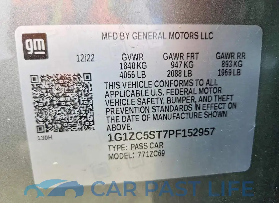 1G1ZC5ST7PF152957# 12