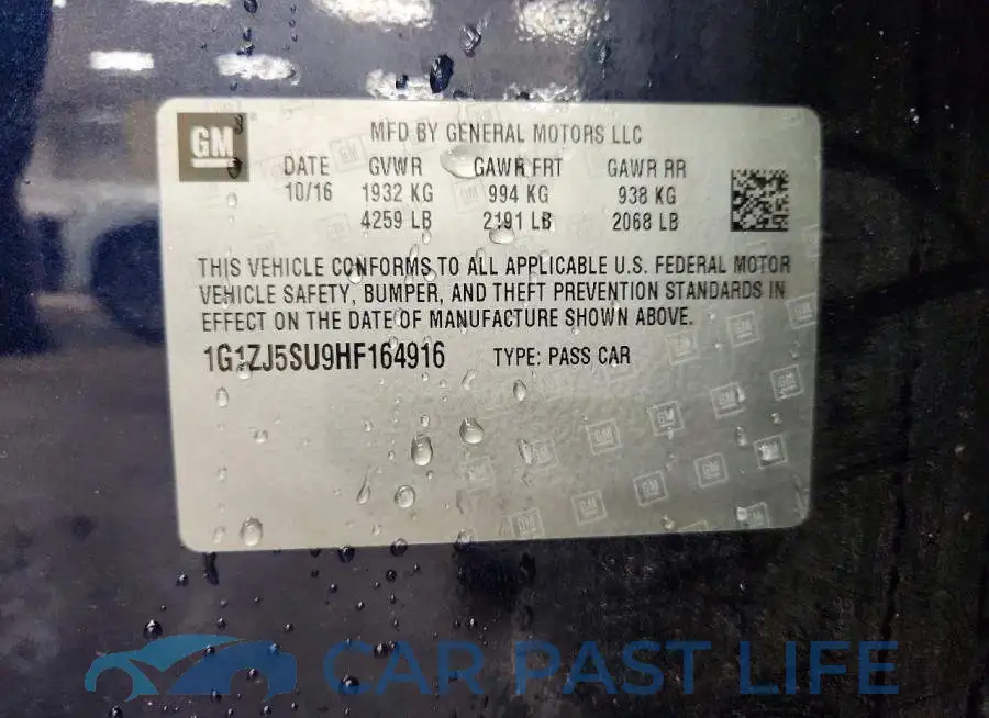 1G1ZJ5SU9HF164916# 12