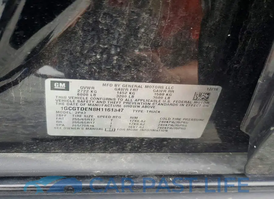 1GCGTDEN8H1161347# 12