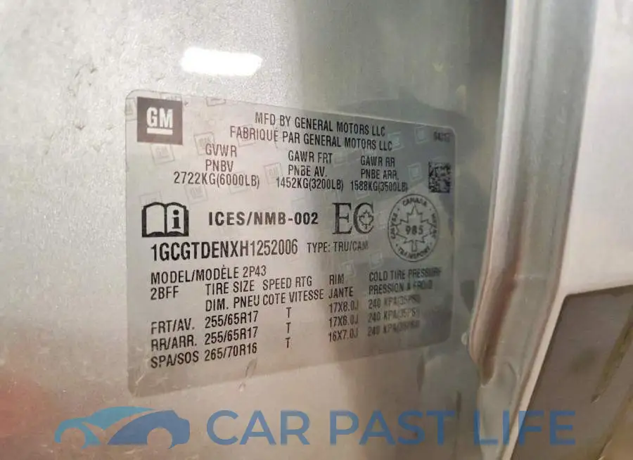1GCGTDENXH1252006# 12