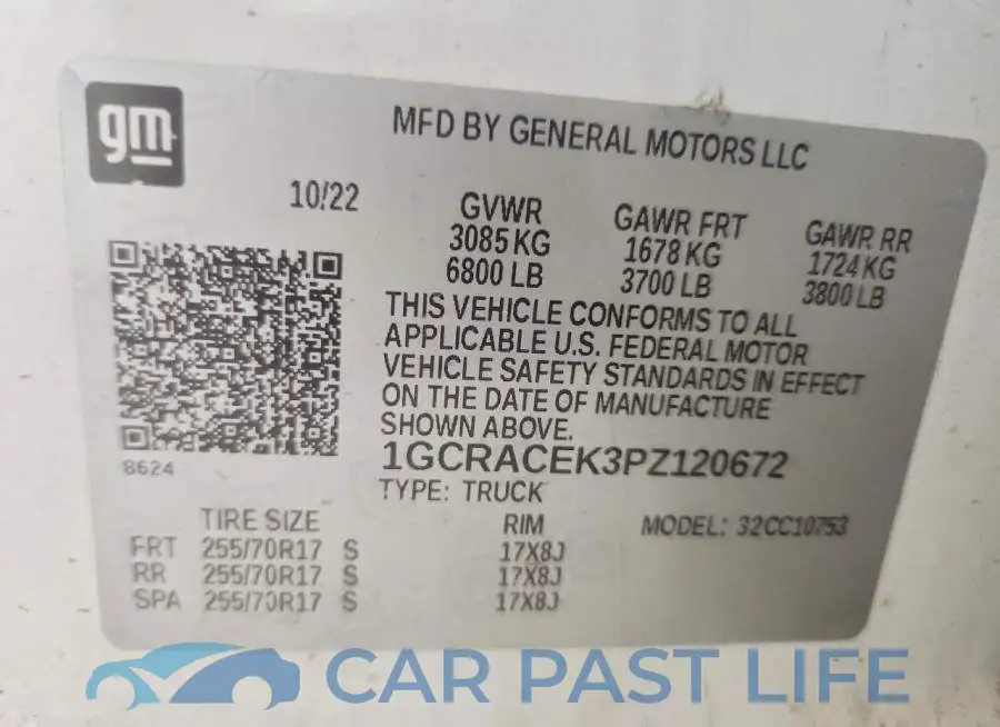 1GCRACEK3PZ120672# 12