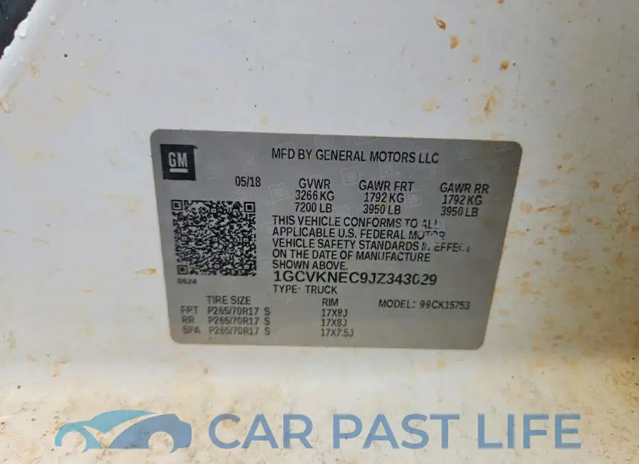 1GCVKNEC9JZ343029# 12