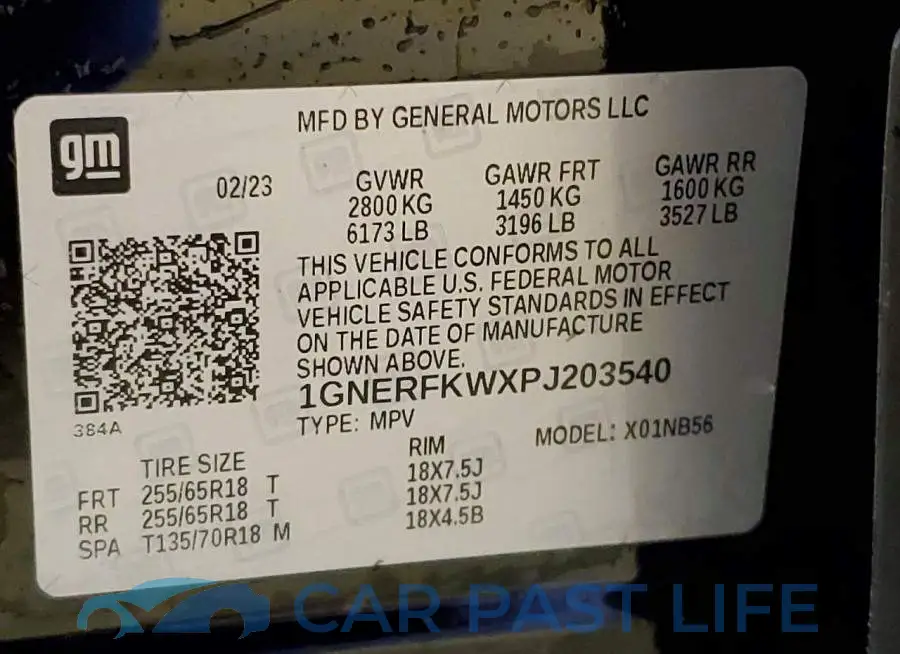 1GNERFKWXPJ203540# 13