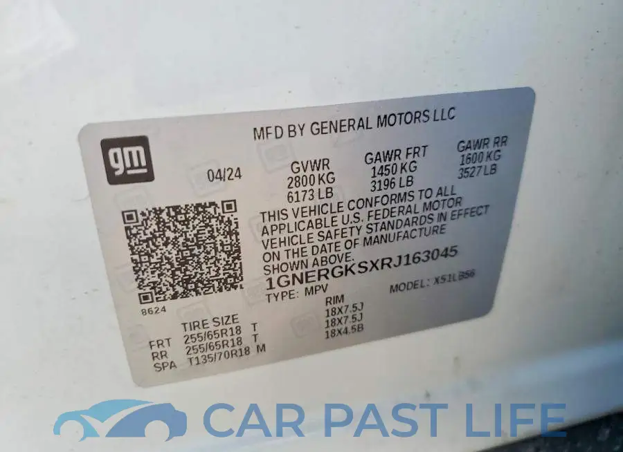 1GNERGKSXRJ163045# 12