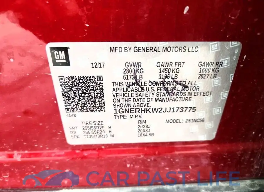 1GNERHKW2JJ173775# 14