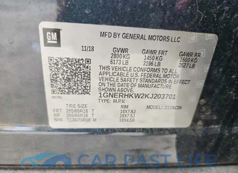 1GNERHKW2KJ203701# 13