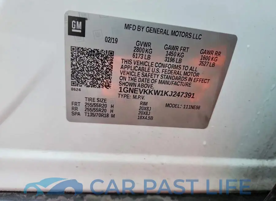 1GNEVKKW1KJ247391# 13