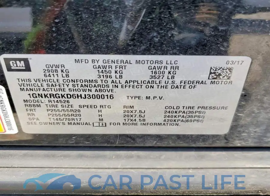 1GNKRGKD6HJ300016# 13