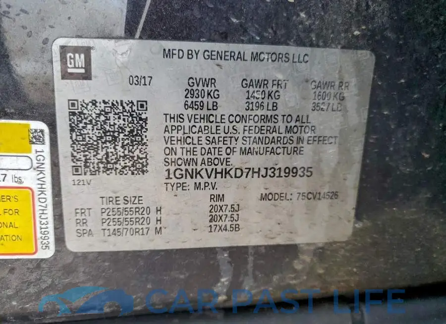 1GNKVHKD7HJ319935# 13