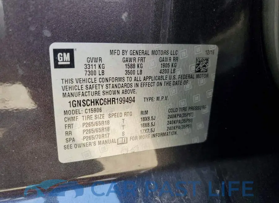 1GNSCHKC6HR199494# 13