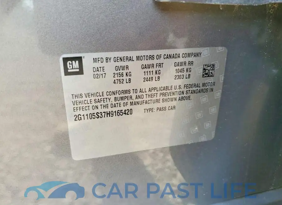 2G1105S37H9165420# 12