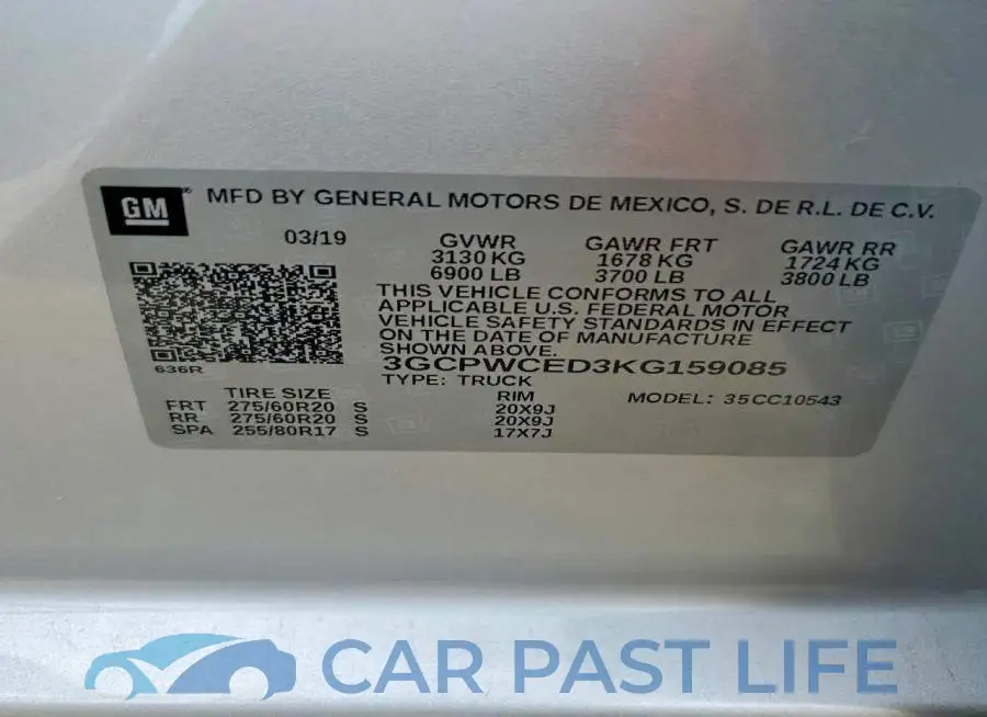 3GCPWCED3KG159085# 12
