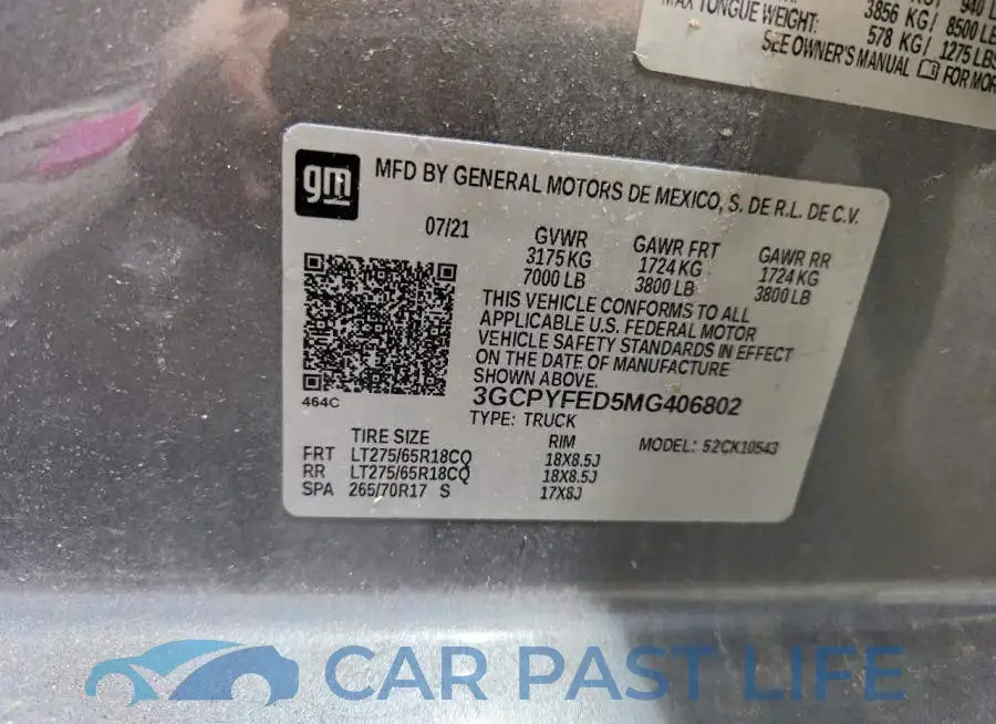 3GCPYFED5MG406802# 12