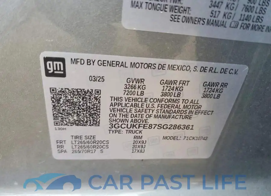 3GCUKFE87SG286361# 12