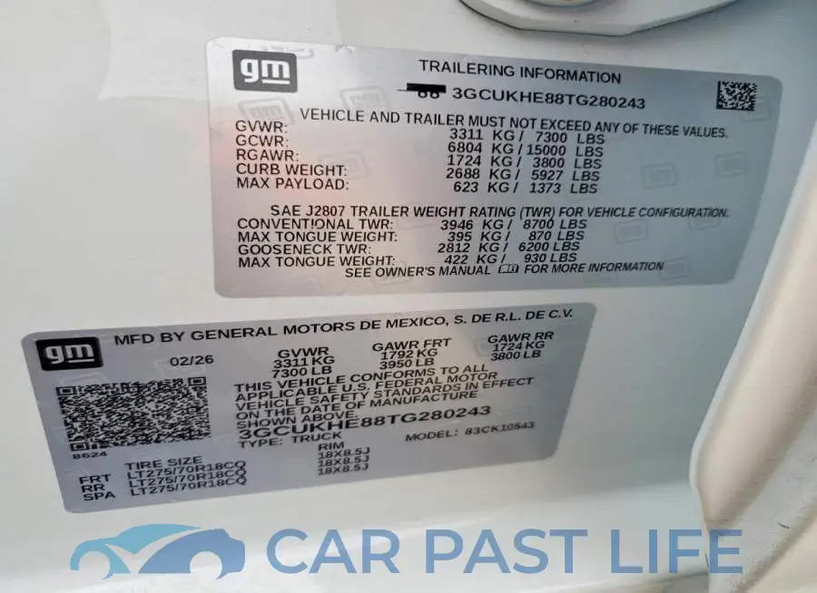 3GCUKHE88TG280243# 12