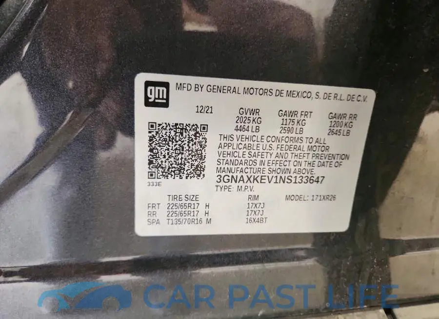 3GNAXKEV1NS133647# 13