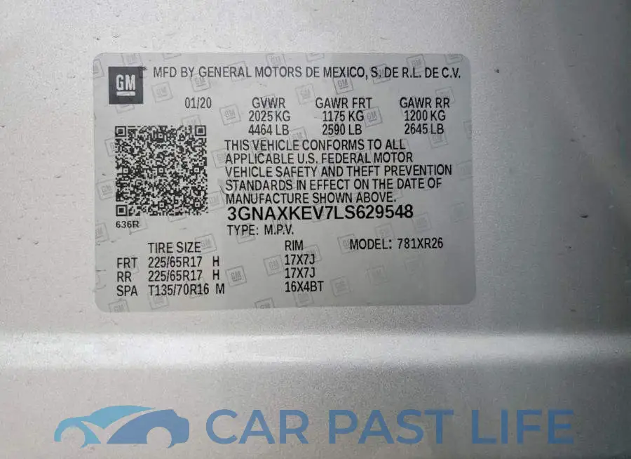 3GNAXKEV7LS629548# 12
