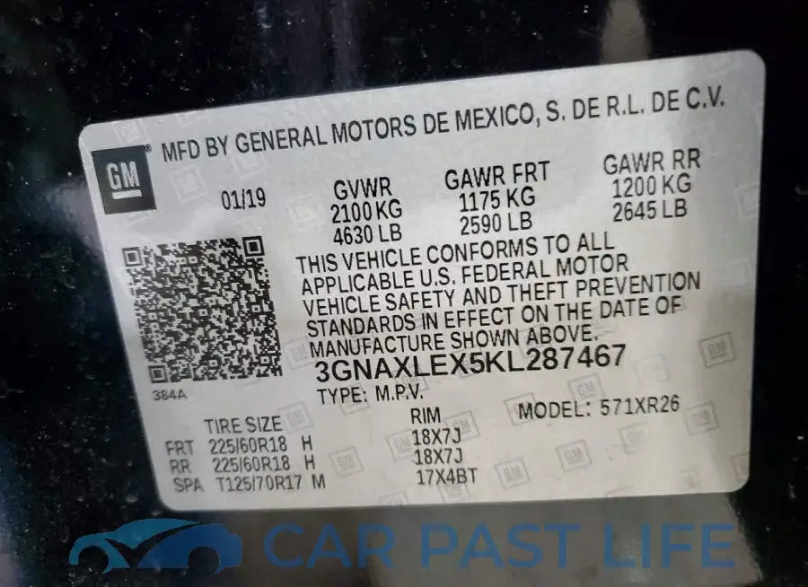 3GNAXLEX5KL287467# 13