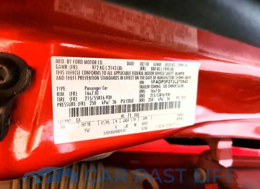 1FADP3F27JL270842# 12