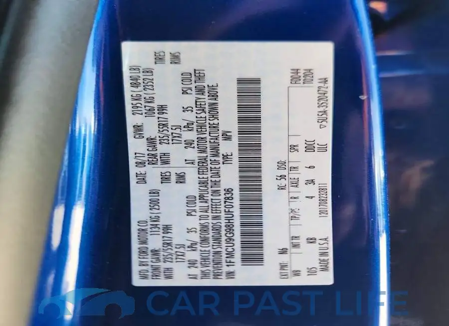 1FMCU9G98HUF07836# 13
