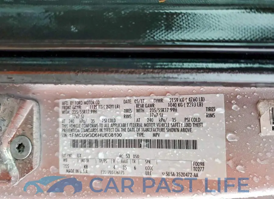1FMCU9GD6HUE08100# 13