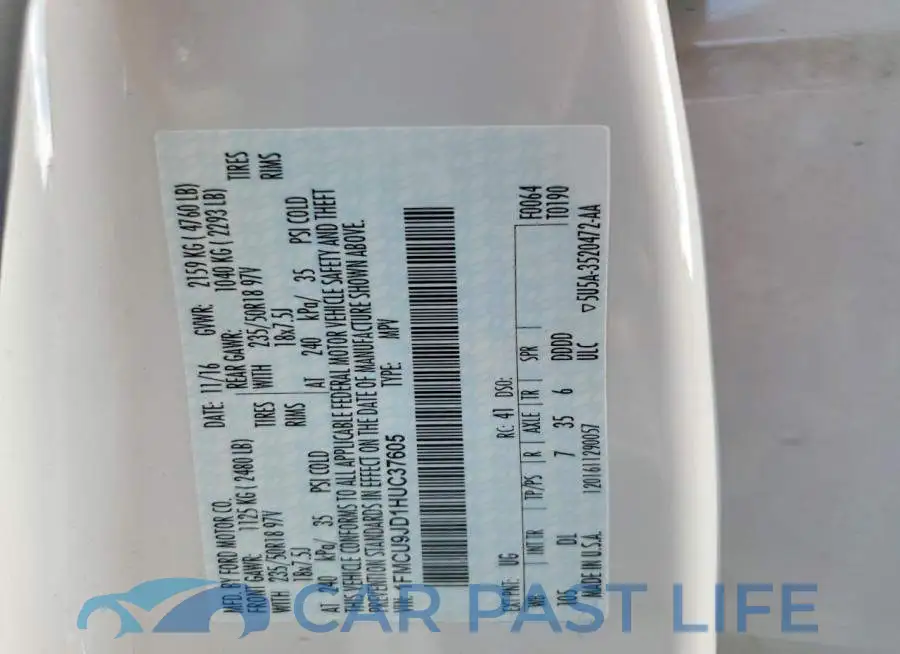 1FMCU9JD1HUC37605# 13