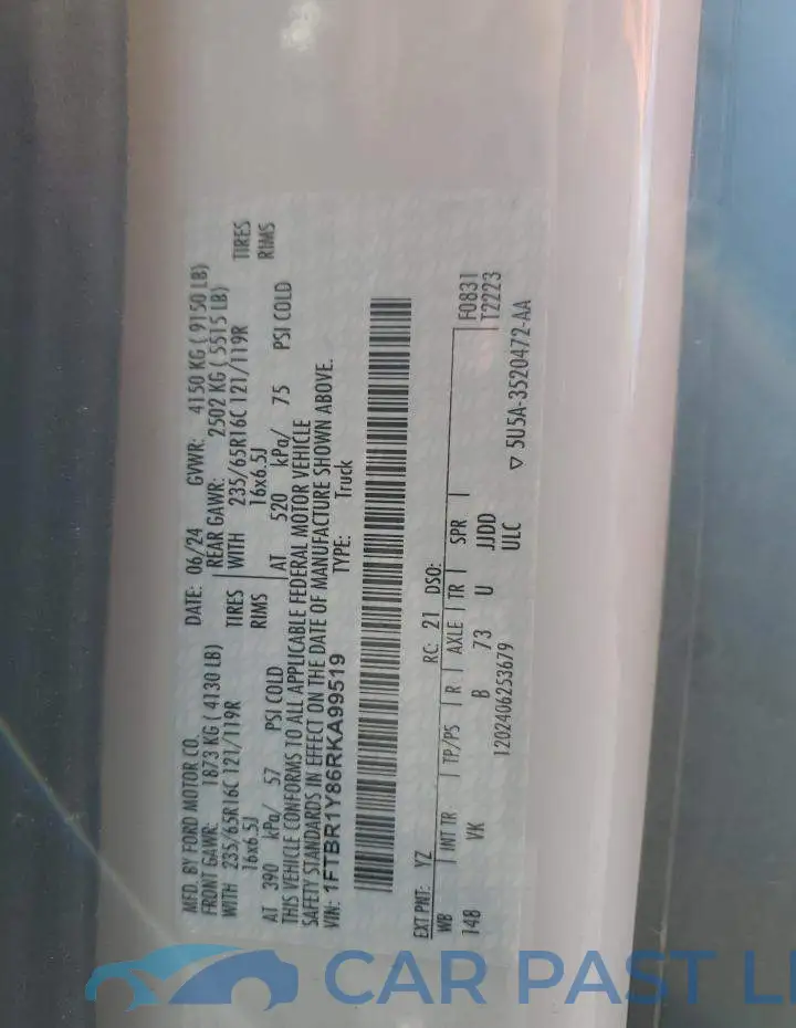 1FTBR1Y86RKA99519# 13