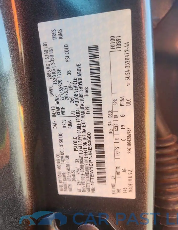 1FTEW1CP1JKE34680# 12