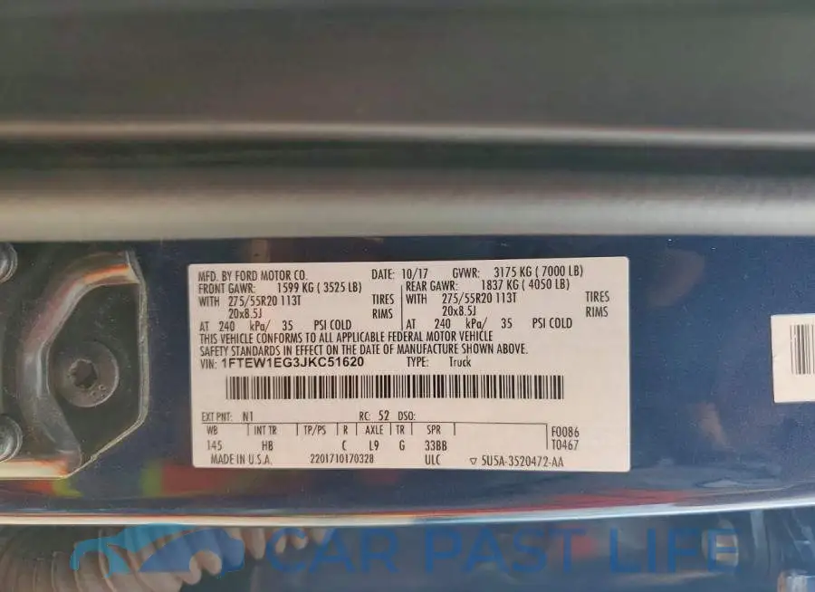 1FTEW1EG3JKC51620# 12