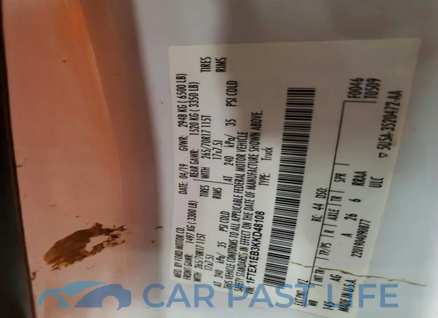 1FTEX1EB3KKD48108# 12