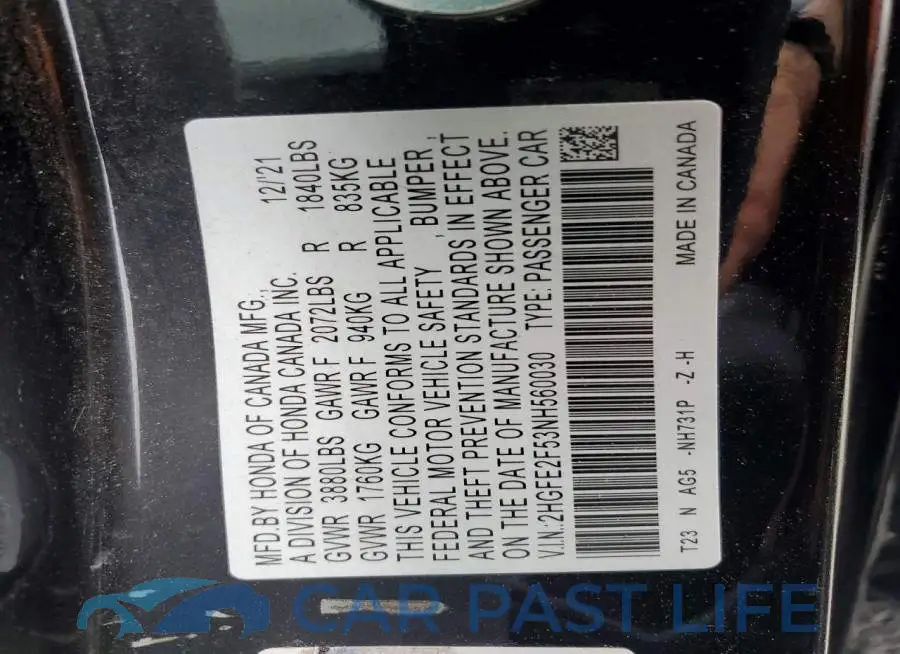 2HGFE2F53NH560030# 13