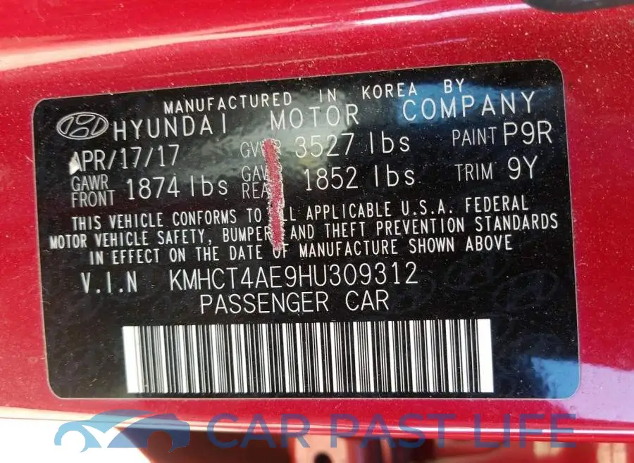 KMHCT4AE9HU309312# 10