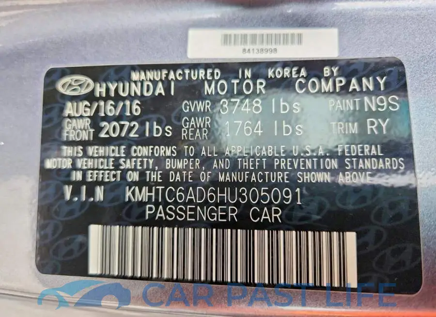 KMHTC6AD6HU305091# 13