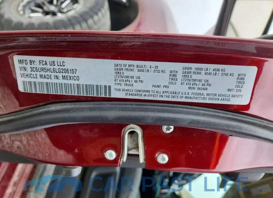 3C6UR5HL6LG206157# 12