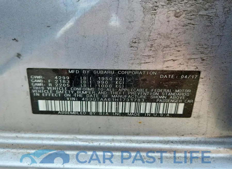 4S3GTAA61H1731783# 13