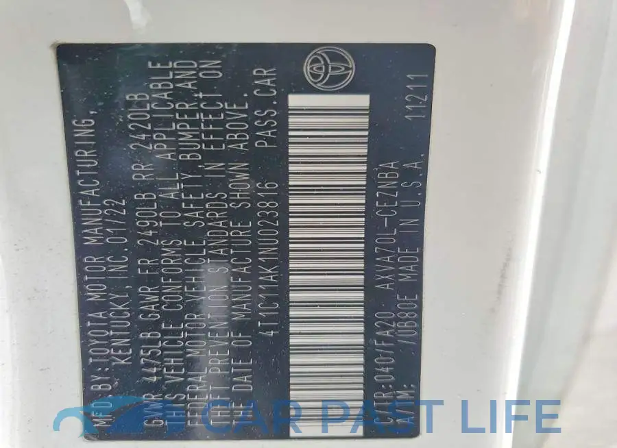 4T1C11AK1NU023816# 13