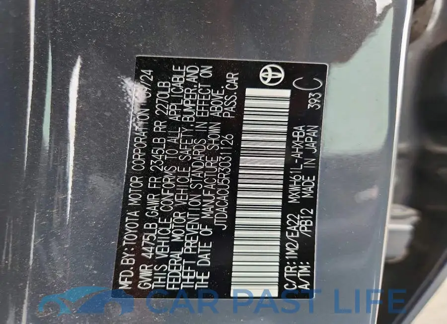 JTDACACU5R3031126# 12