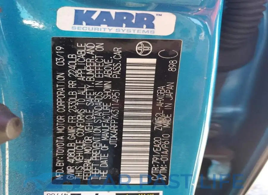 JTDKARFP7K3114951# 13