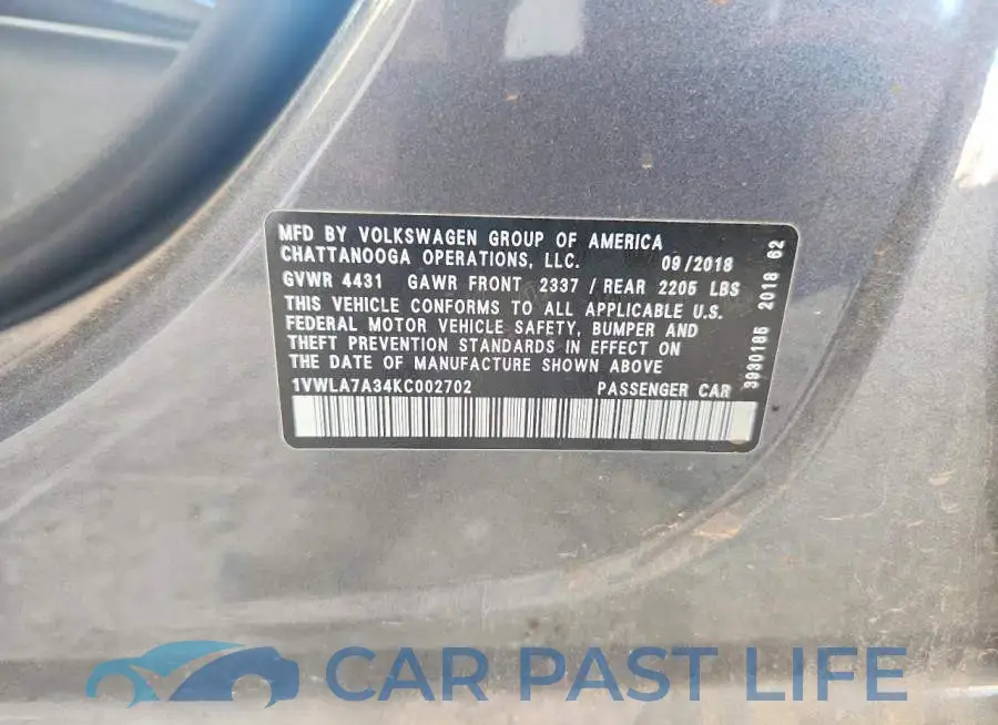 1VWLA7A34KC002702# 12