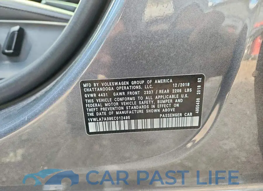 1VWLA7A39KC012495# 12