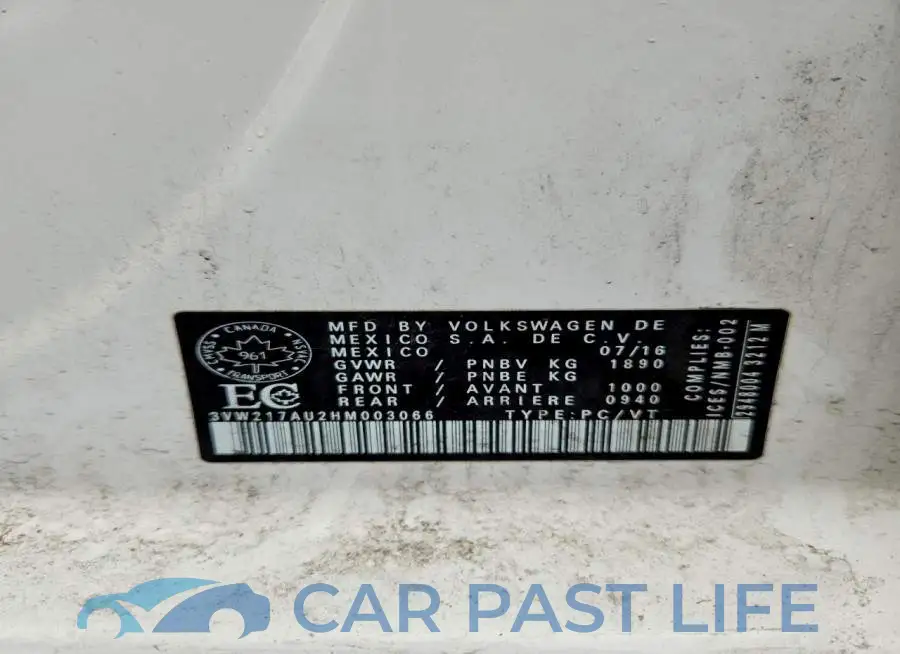 3VW217AU2HM003066# 12