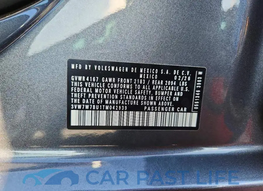 3VW7W7BU1TM042939# 12