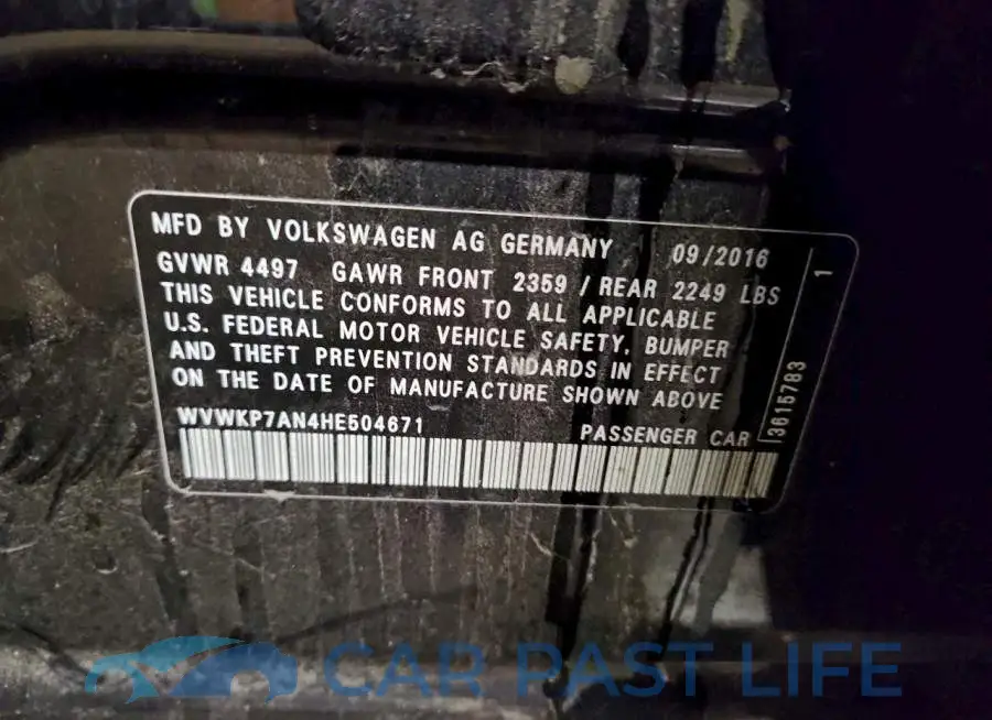 WVWKP7AN4HE504671# 12