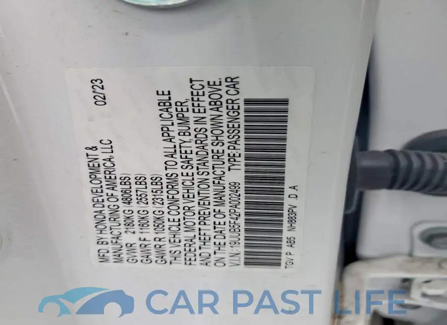 19UUB5F42PA002499# 12