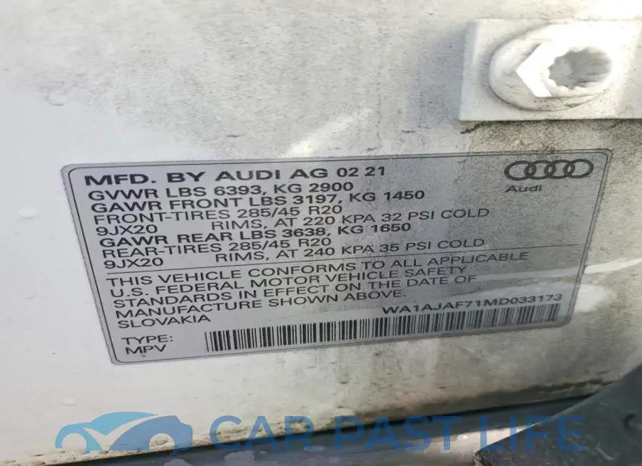 WA1AJAF71MD033173# 13