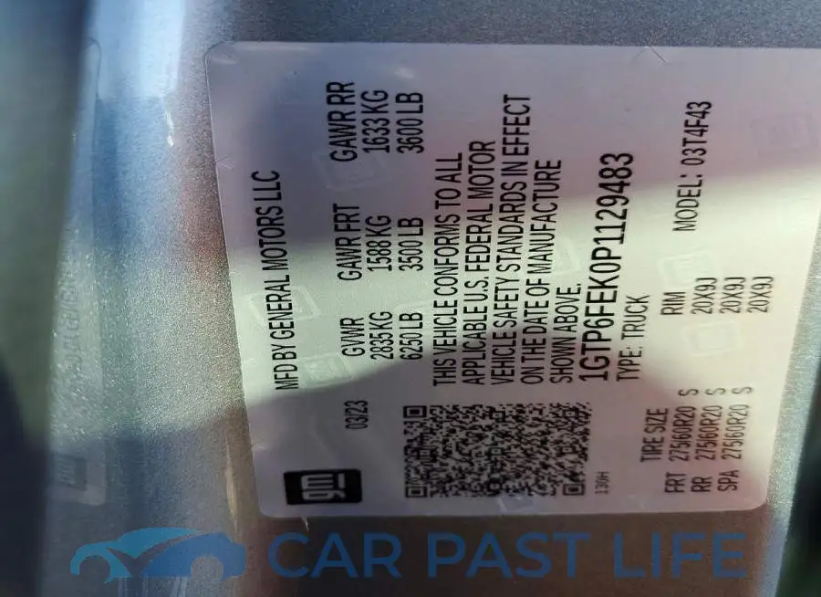 1GTP6FEK0P1129483# 12