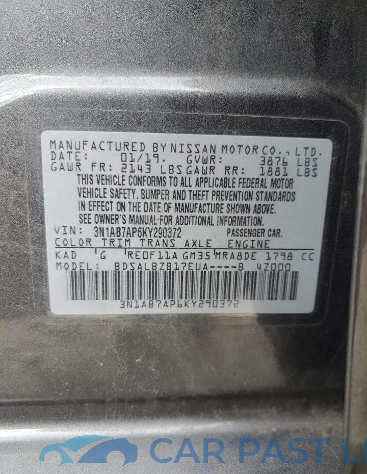 3N1AB7AP6KY290372# 12