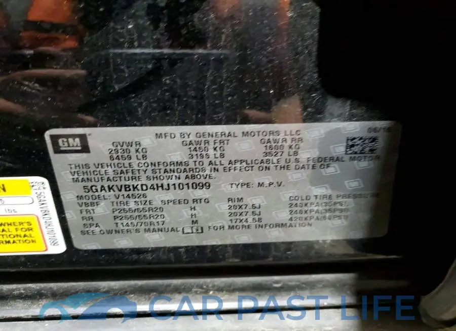 5GAKVBKD4HJ101099# 13